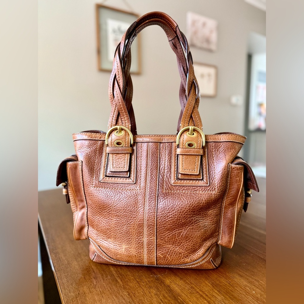 Coach Mia SoHo Tobacco Leather Tote Braided Straps Y2K 2006 - Picture 15 of 15